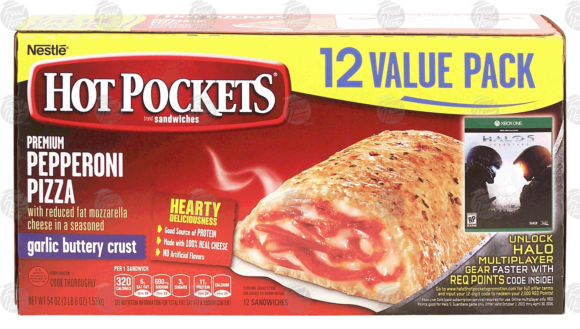 Hot Pockets  pepperoni pizza frozen pastry sandwich, 12-count, value pack Full-Size Picture